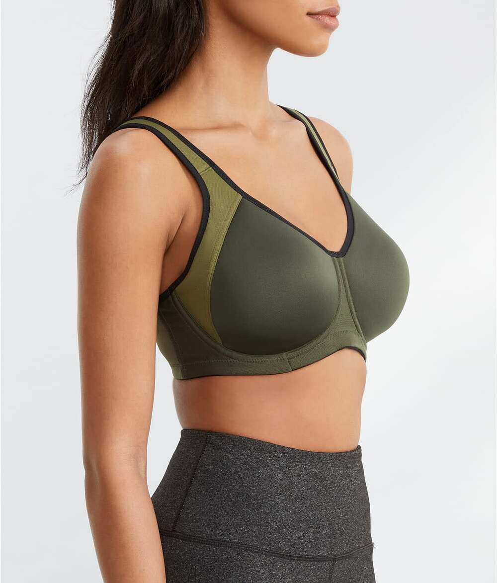 Freya Active Sonic High Impact Convertable Underwire Sports Bra 38DD Khaki Green
